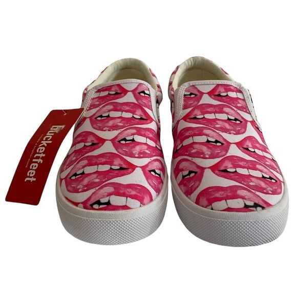 Bucket Feet Lip Service Print Slip On Shoes Size 9 - Picture 2 of 9